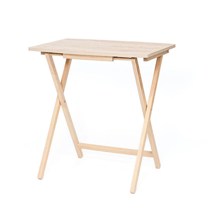 PJ Wood 5 Pack XL Oversize Tray Table for Living Room or Kitchen, Natural Wood