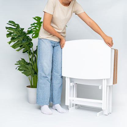 PJ Wood 5 Pack XL Oversize Tray Table Set for Living Room or Kitchen, White