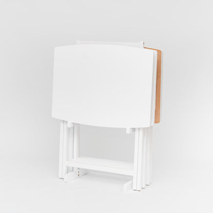 PJ Wood 5 Pack XL Oversize Tray Table Set for Living Room or Kitchen, White