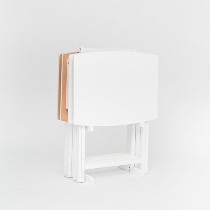 PJ Wood 5 Pack XL Oversize Tray Table Set for Living Room or Kitchen, White