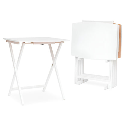 PJ Wood 5 Pack XL Oversize Tray Table Set for Living Room or Kitchen, White