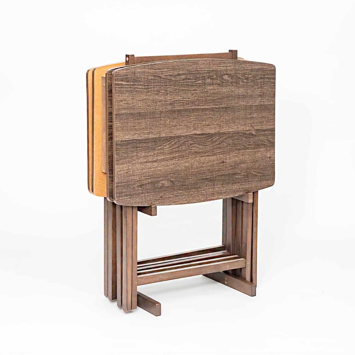 PJ Wood 5 Pack XL Oversize Tray Table, Living Room or Kitchen, Rustic Espresso