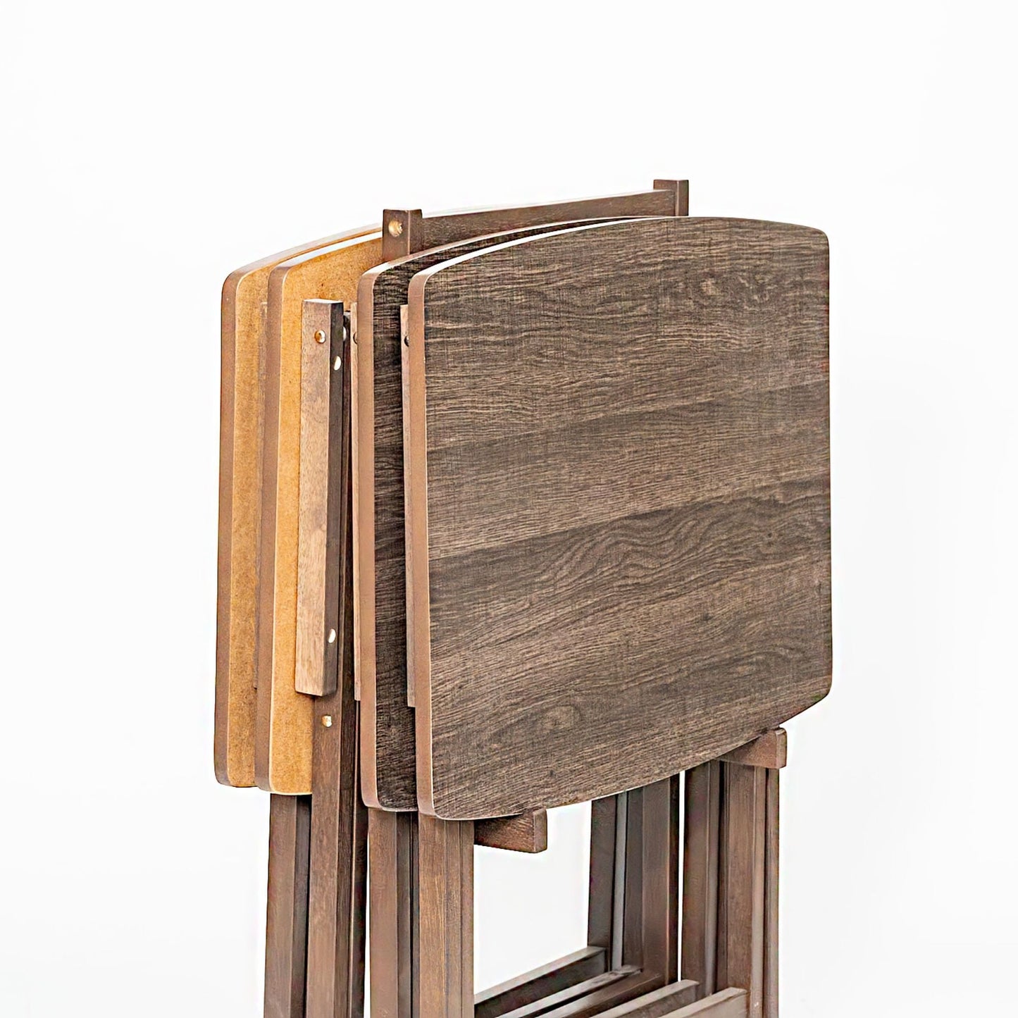 PJ Wood 5 Pack XL Oversize Tray Table, Living Room or Kitchen, Rustic Espresso