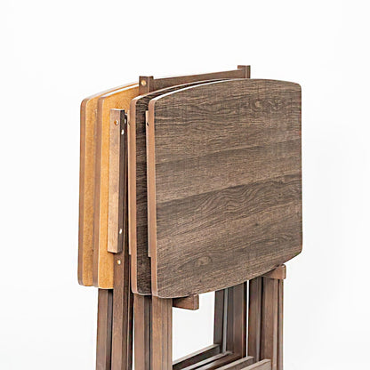 PJ Wood 5 Pack XL Oversize Tray Table, Living Room or Kitchen, Rustic Espresso