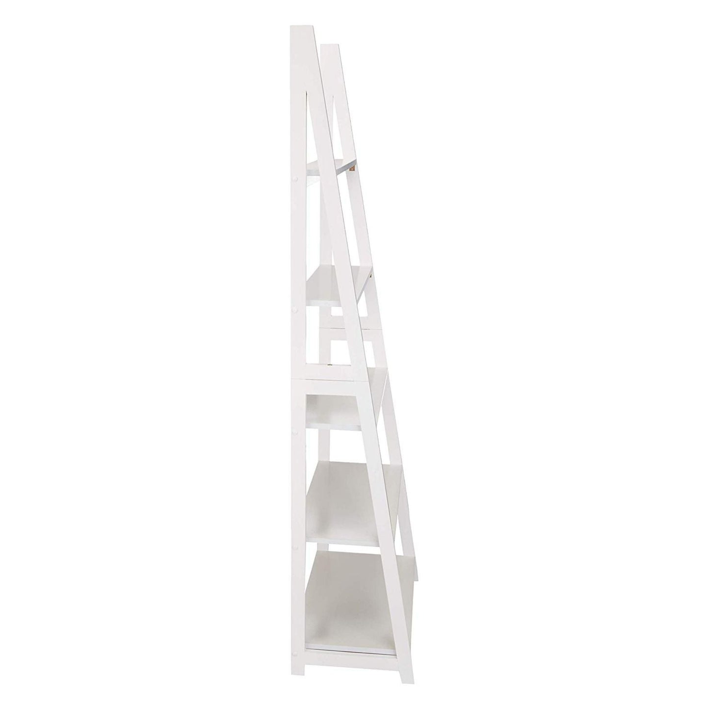 PJ Wood 5 Tier Wooden Ladder Shelf Organizer Bookcase Home Display Stand, White