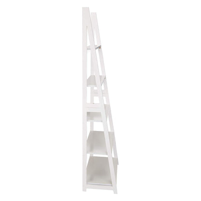 PJ Wood 5 Tier Wooden Ladder Shelf Organizer Bookcase Home Display Stand, White