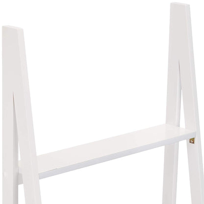 PJ Wood 5 Tier Wooden Ladder Shelf Organizer Bookcase Home Display Stand, White