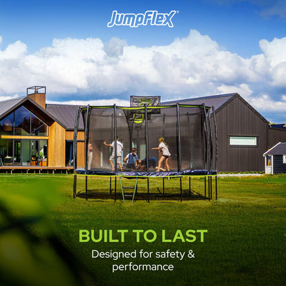 Jumpflex MEGA 19' Square Trampoline, Outdoor Play Equipment with Net & Ladder