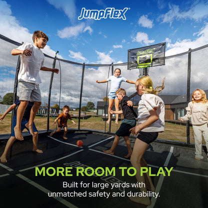 Jumpflex MEGA 19' Square Trampoline, Outdoor Play Equipment with Net & Ladder