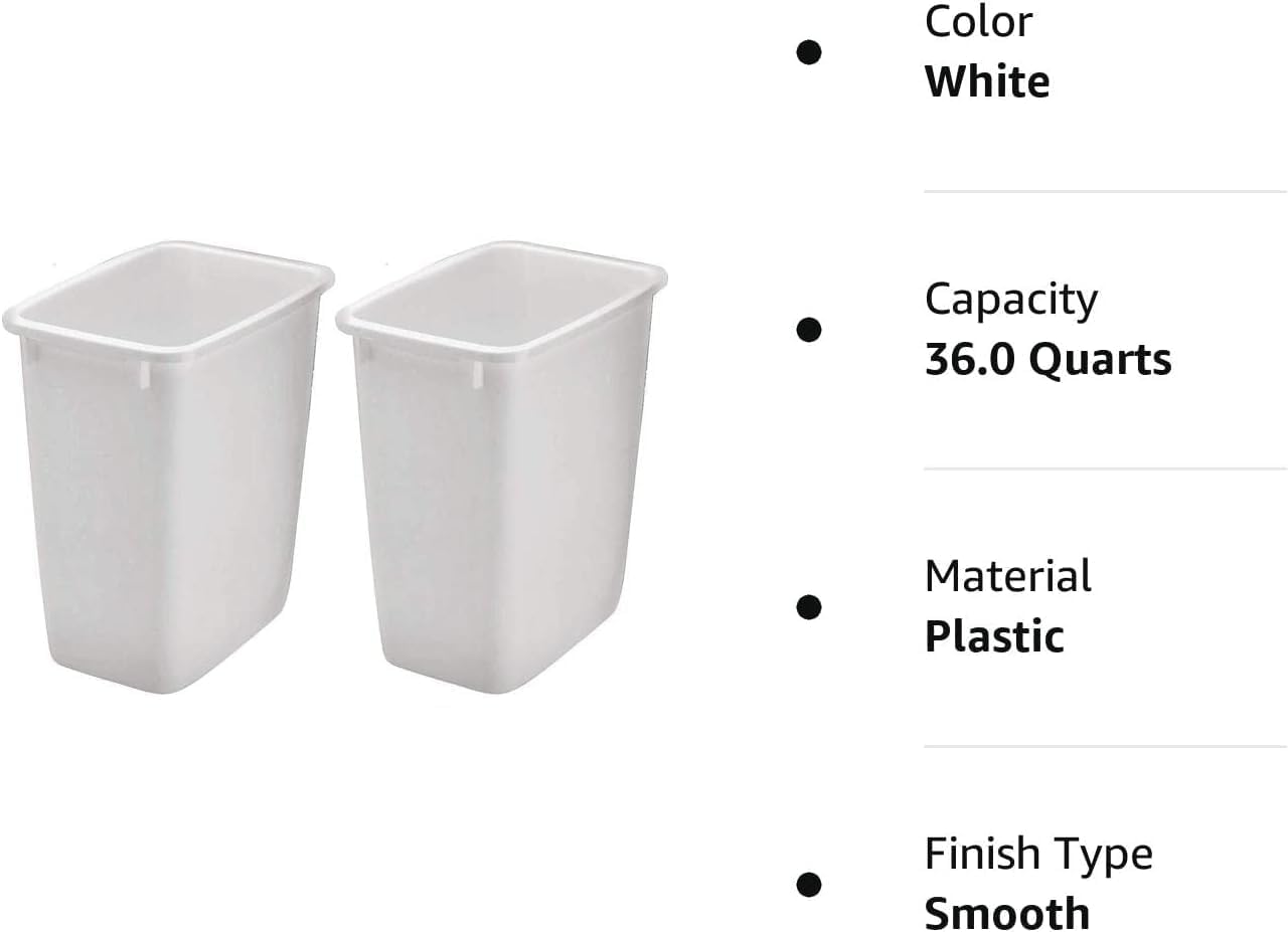 Rubbermaid Open Top Wastebasket Large Plastic Trash Bin Container, 36 Qt, 2 Pack