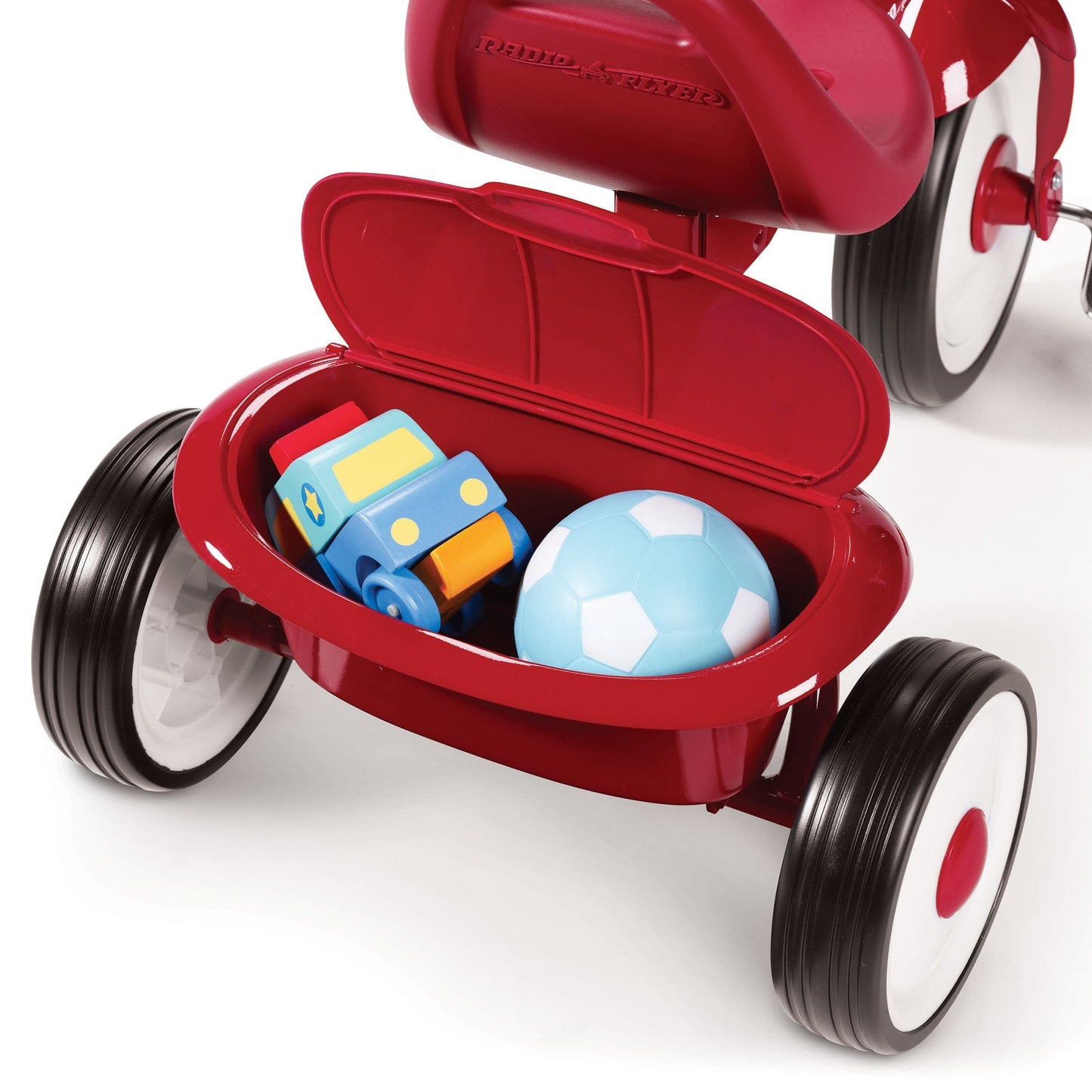 Radio Flyer Fold 2 Go Toddler Kids Tricycle, Folding Trike with Storage Bin, Red