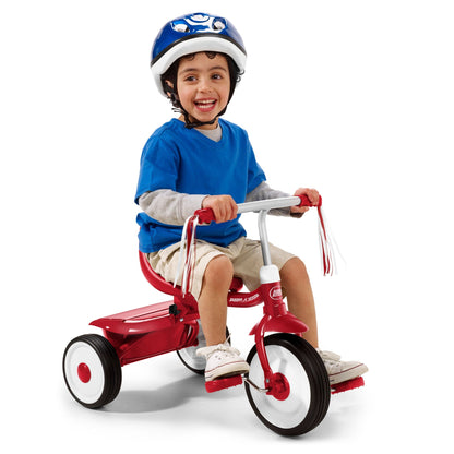 Radio Flyer Fold 2 Go Toddler Kids Tricycle, Folding Trike with Storage Bin, Red