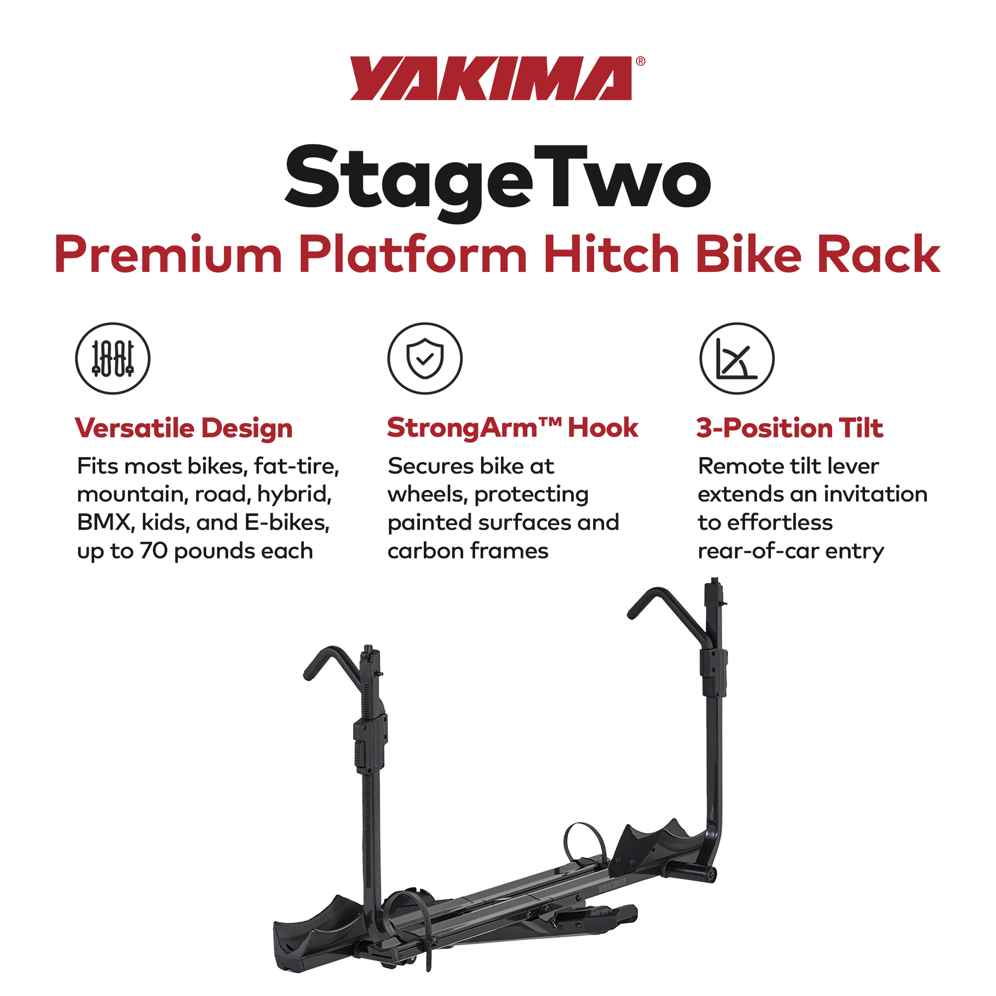 Yakima StageTwo 2" Premium Platform 2 Bike Tray Hitch Bike Rack, Anthracite - Find Fresh Goods