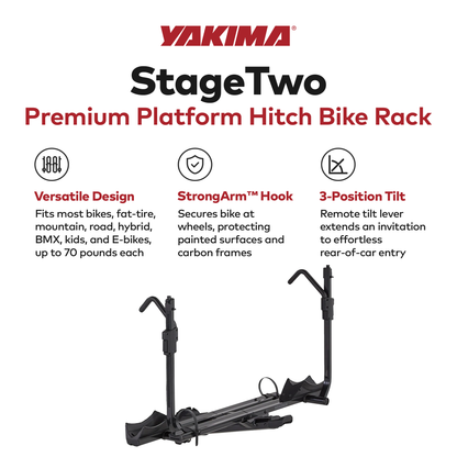 Yakima StageTwo 2" Premium Platform 2 Bike Tray Hitch Bike Rack, Anthracite - Find Fresh Goods