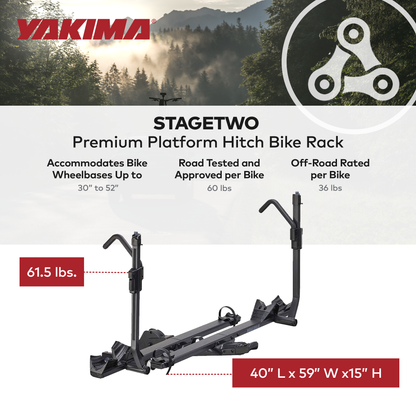 Yakima StageTwo 1.25" Premium Platform 2 Bike Tray Hitch Bike Rack, Anthracite - Find Fresh Goods