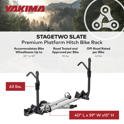 Yakima StageTwo 2" Premium Platform 2 Bike Tray Vehicle Hitch Bike Rack, Slate - Find Fresh Goods
