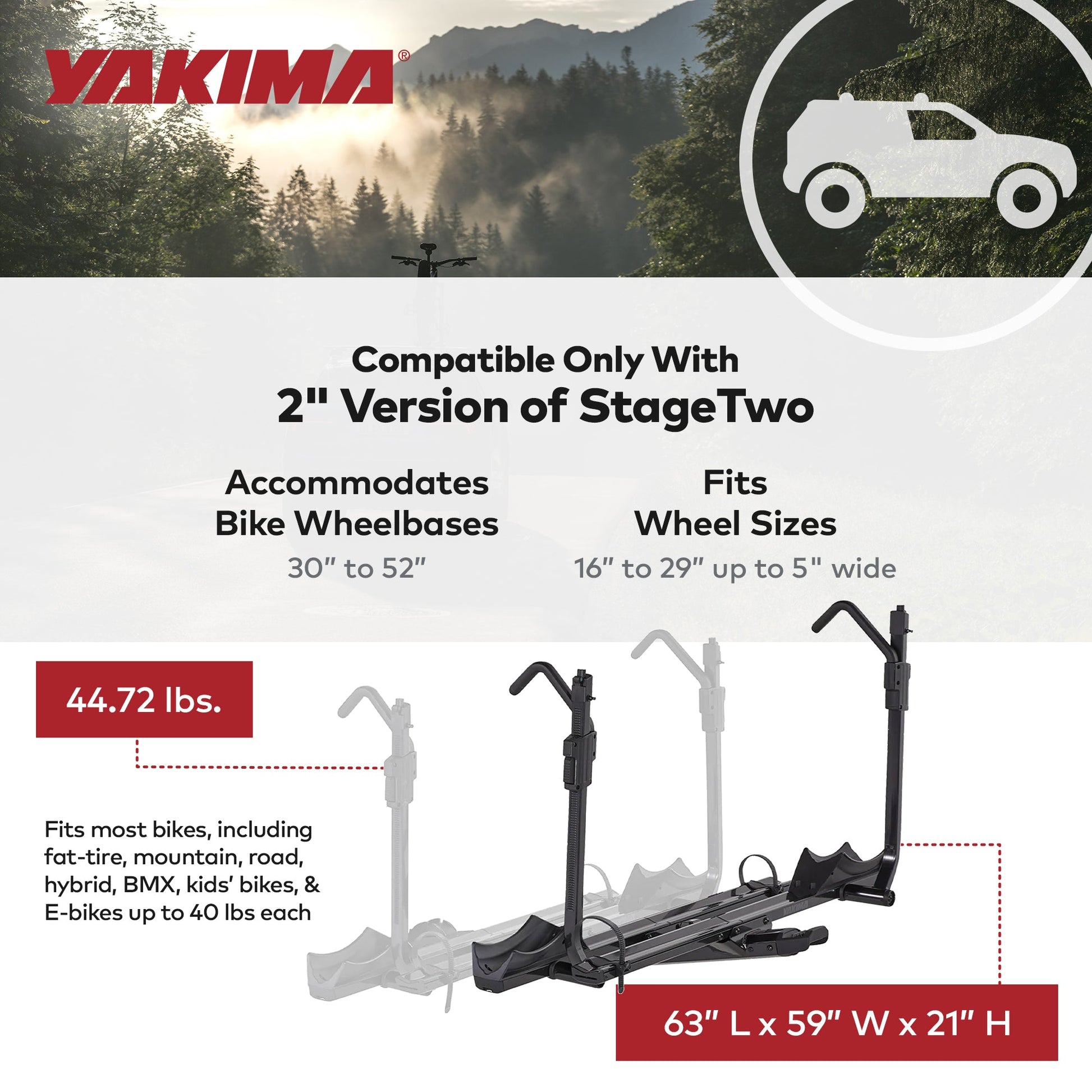 Yakima StageTwo Add-On Premium Platform 2 Bike Tray Hitch Bike Rack, Anthracite - Find Fresh Goods