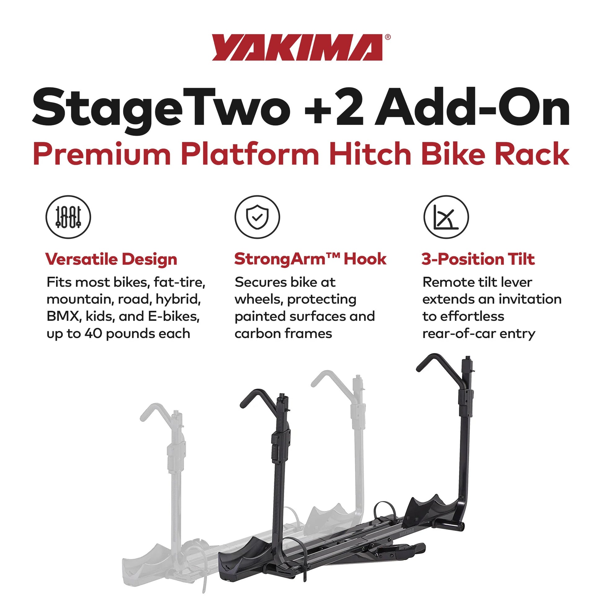 Yakima StageTwo Add-On Premium Platform 2 Bike Tray Hitch Bike Rack, Anthracite - Find Fresh Goods