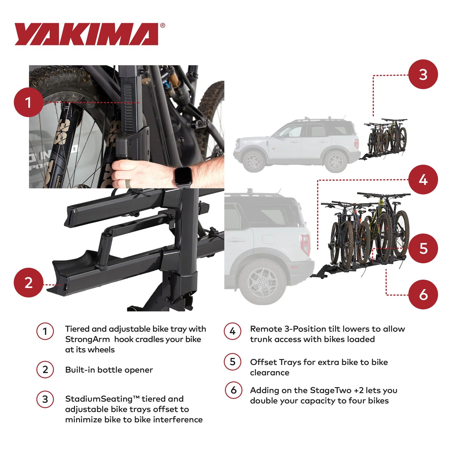 Yakima StageTwo Add-On Premium Platform 2 Bike Tray Hitch Bike Rack, Anthracite - Find Fresh Goods