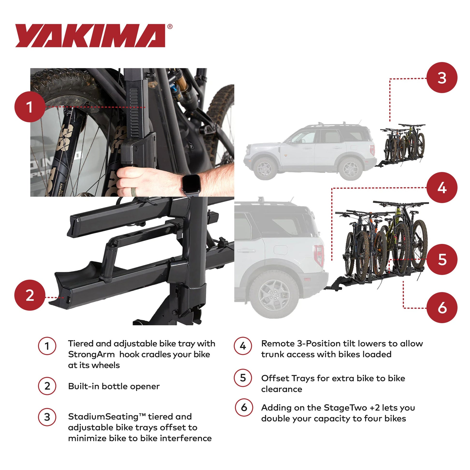 Yakima StageTwo Add-On Premium Platform 2 Bike Tray Hitch Bike Rack, Anthracite - Find Fresh Goods