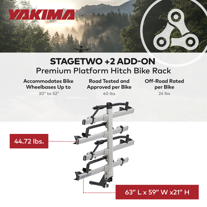 Yakima StageTwo 2" Premium Platform +2 Bike Tray Vehicle Hitch Add On, Slate - Find Fresh Goods