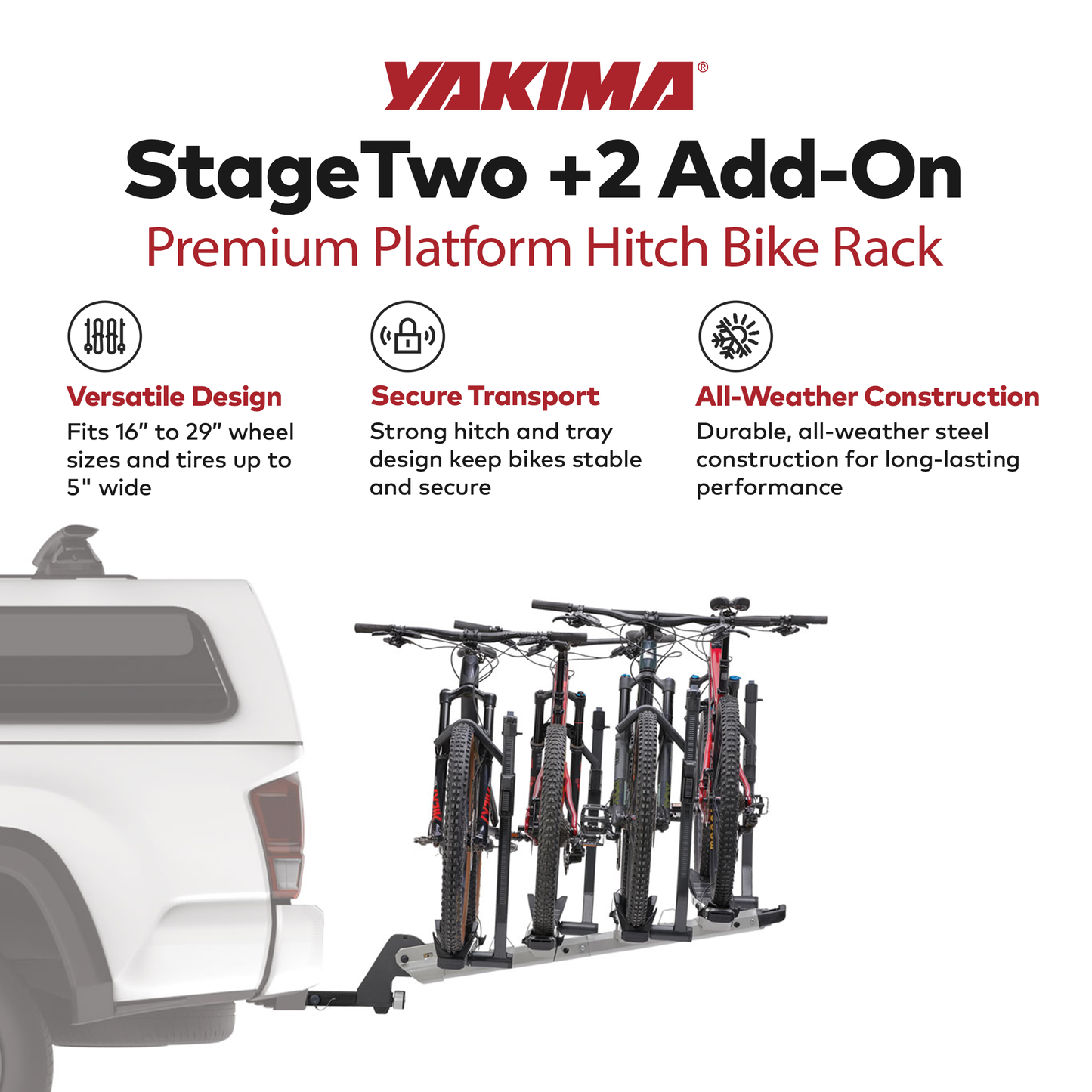 Yakima StageTwo 2" Premium Platform +2 Bike Tray Vehicle Hitch Add On, Slate - Find Fresh Goods