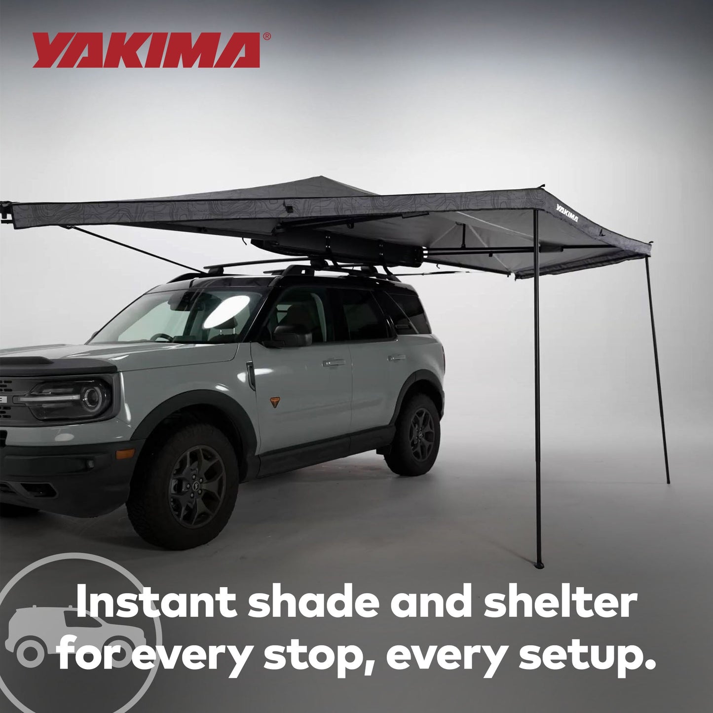 Yakima OverNOut 180 Awning, Opens on Left Side with 94 Sq. Ft. Coverage, Gray