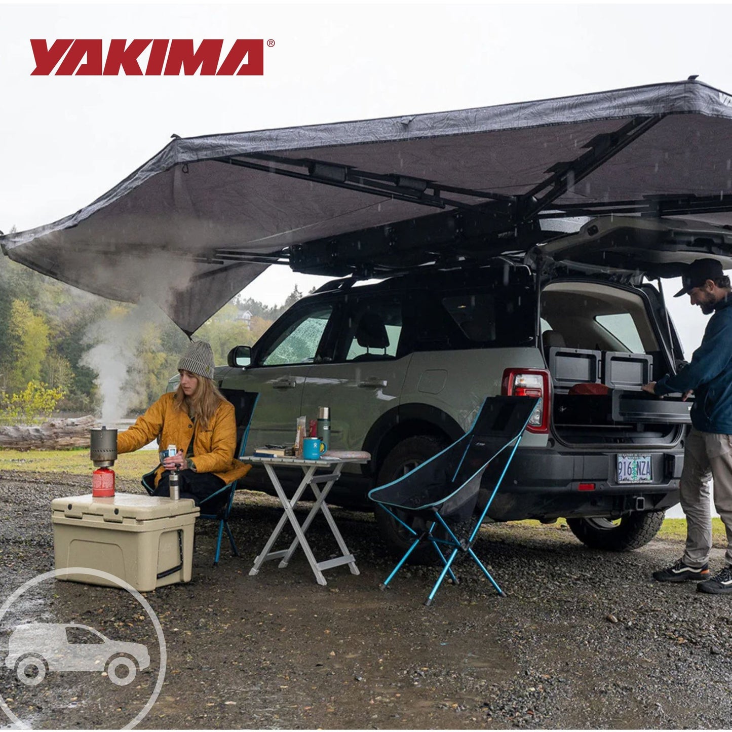 Yakima OverNOut 180 Awning, Opens on Left Side with 94 Sq. Ft. Coverage, Gray