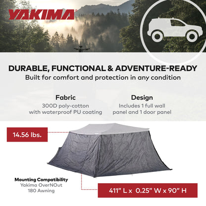 Yakima OverNOut 180 Wall Kit Awning Accessory with Wall and Door Panel, Gray
