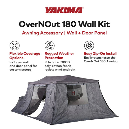 Yakima OverNOut 180 Wall Kit Awning Accessory with Wall and Door Panel, Gray
