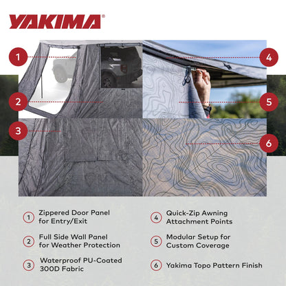 Yakima OverNOut 180 Wall Kit Awning Accessory with Wall and Door Panel, Gray
