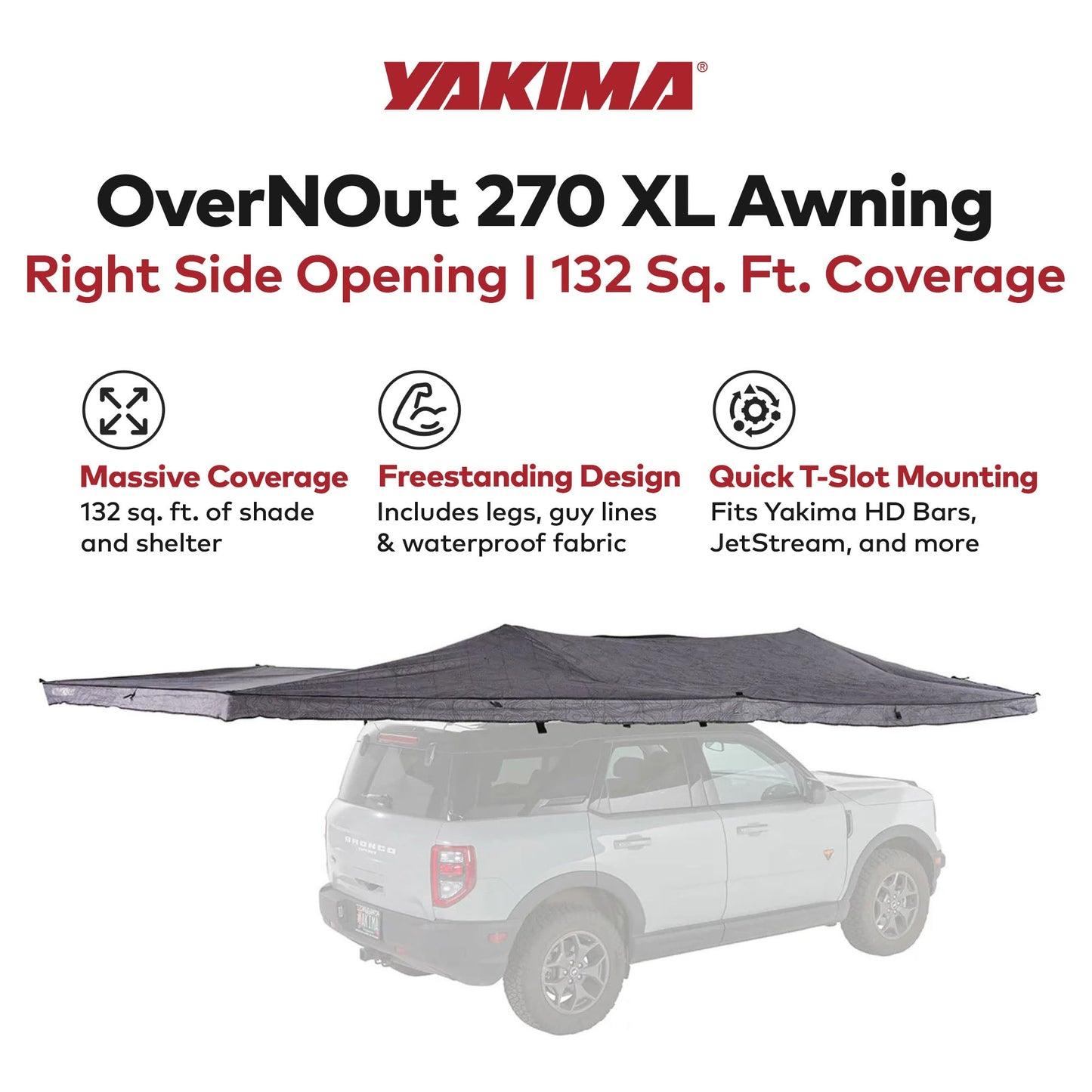 Yakima OverNOut 270 XL Awning, Opens on Right Side with 132 Sq. Ft. Coverage