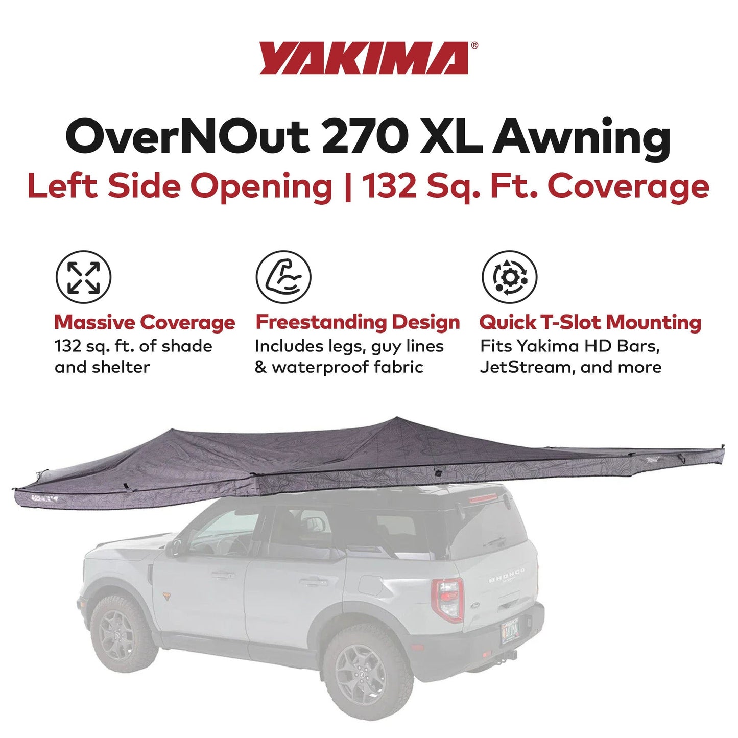Yakima OverNOut 270 XL Awning, Opens on Left Side with 132 Sq. Ft. Coverage