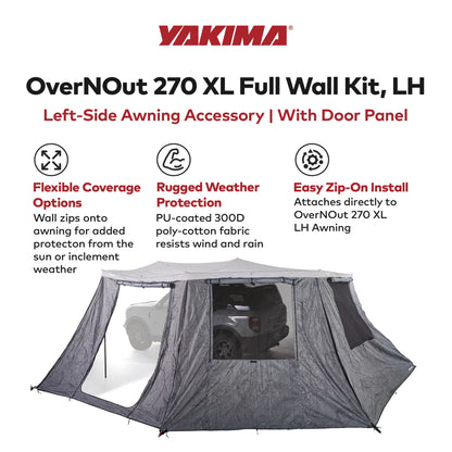 Yakima OverNOut 270 XL LH Full Wall Kit Awning Accessory with Door Panel, Gray