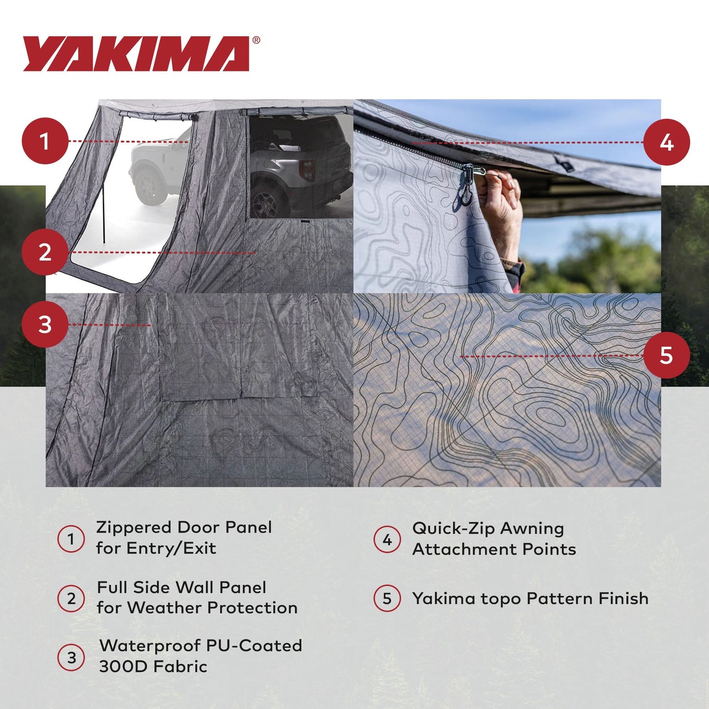 Yakima OverNOut 270 XL LH Full Wall Kit Awning Accessory with Door Panel, Gray