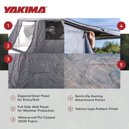 Yakima OverNOut 270 XL LH Full Wall Kit Awning Accessory with Door Panel, Gray