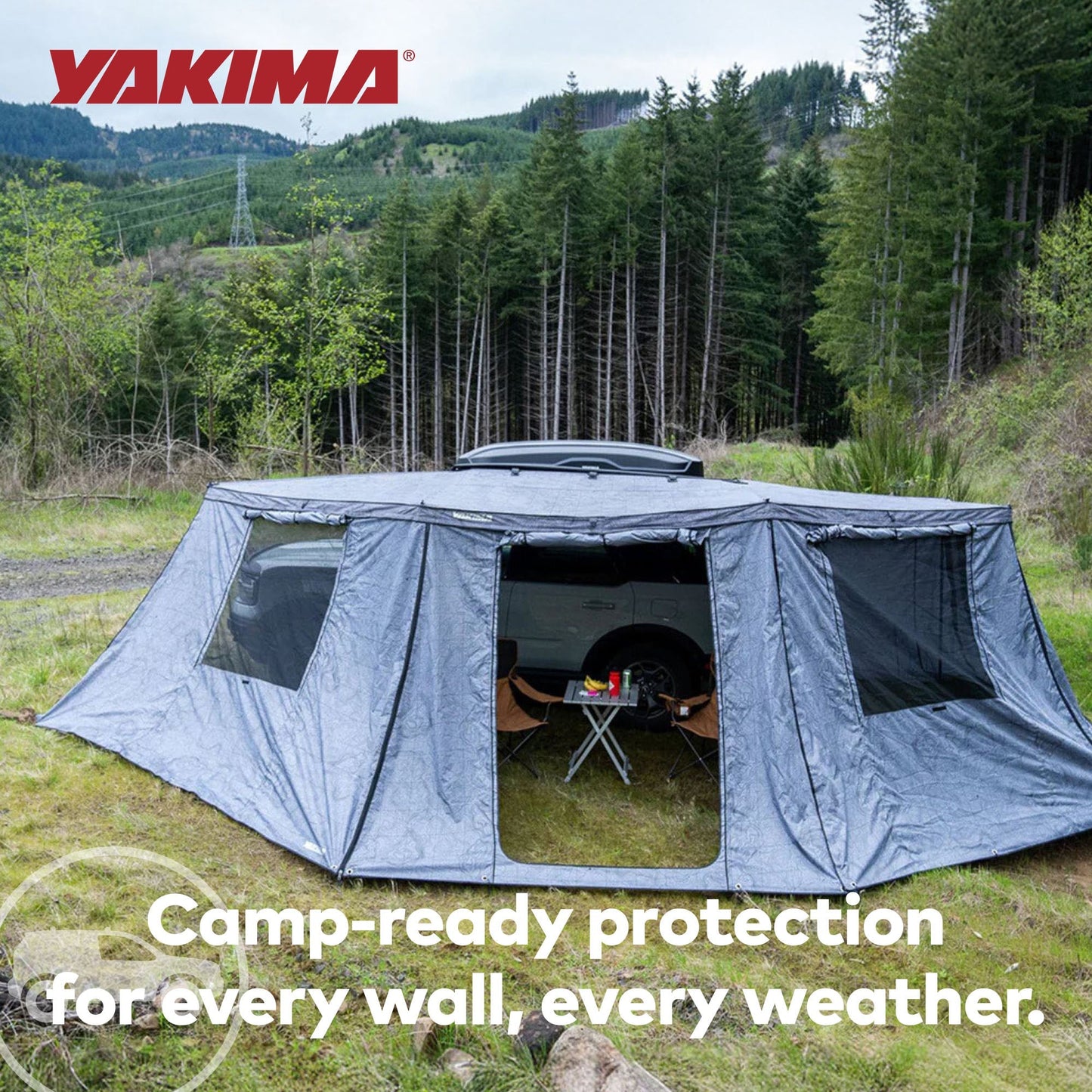 Yakima OverNOut 270 XL LH Full Wall Kit Awning Accessory with Door Panel, Gray