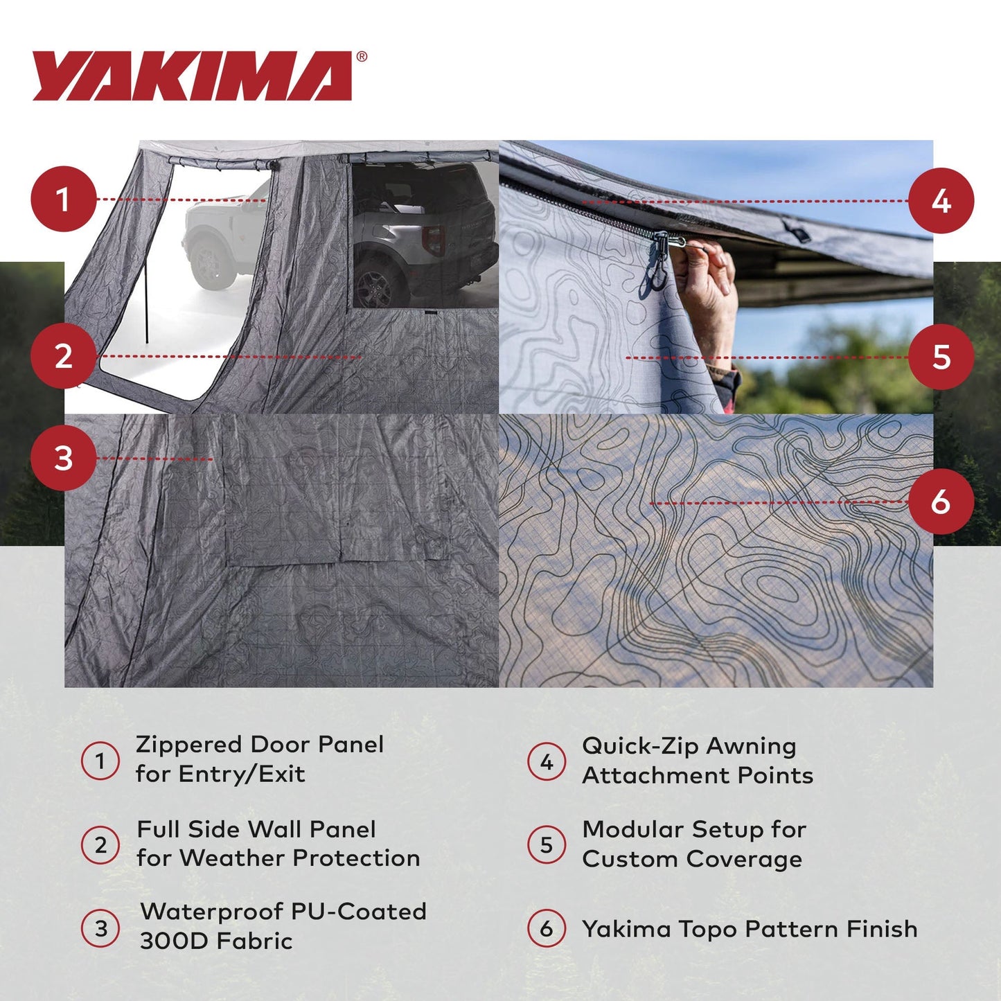 Yakima OverNOut 270 XL RH Full Wall Kit Awning Accessory with Door Panel, Gray