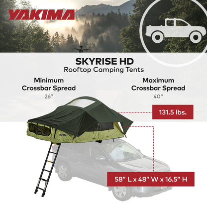 Yakima SkyRise HD Heavy Duty 4 Season Rooftop Tent, Mattress for 2 People, Green - Find Fresh Goods