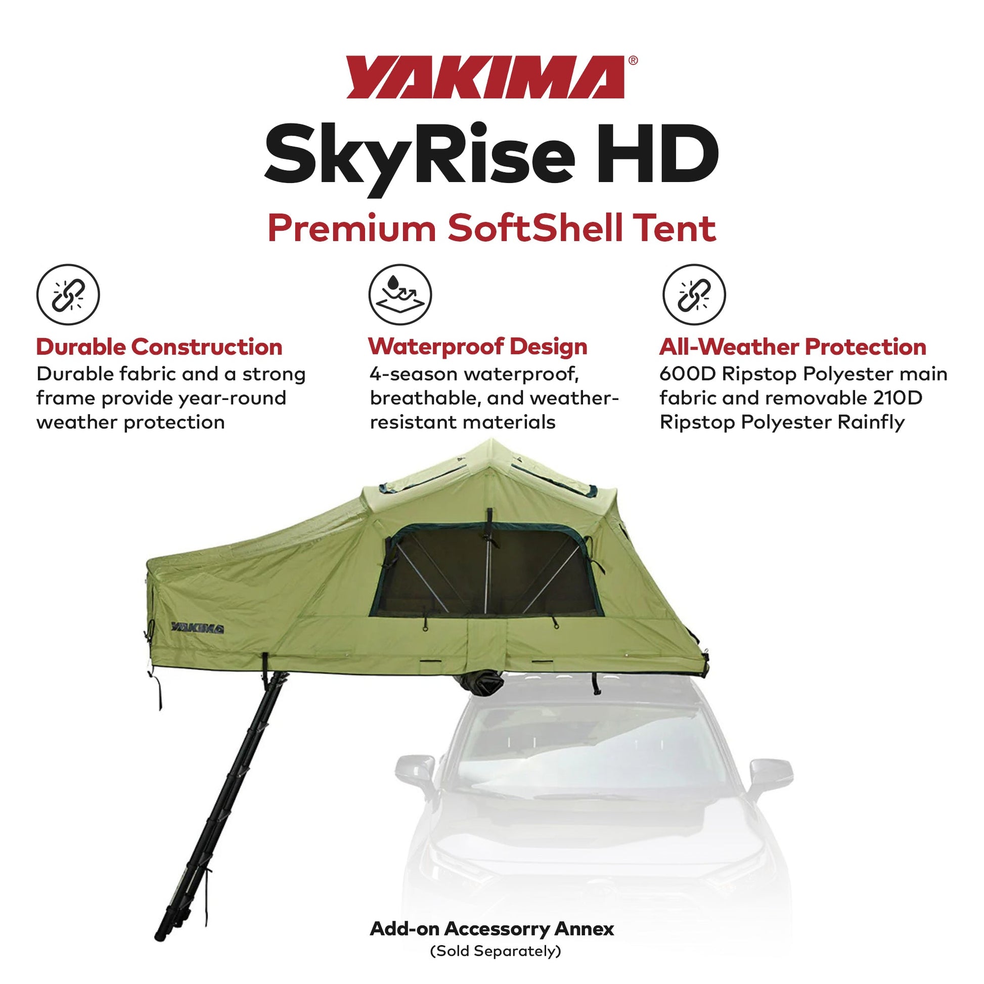 Yakima SkyRise HD Heavy Duty 4 Season Rooftop Tent, Mattress for 2 People, Green - Find Fresh Goods