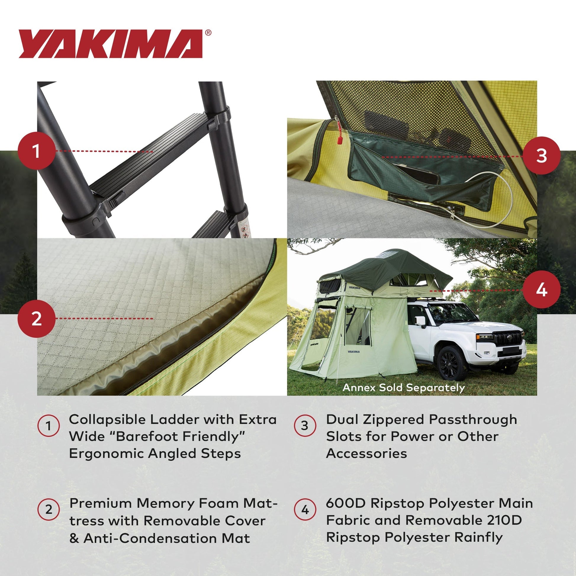 Yakima SkyRise HD Heavy Duty 4 Season Rooftop Tent, Mattress for 2 People, Green - Find Fresh Goods