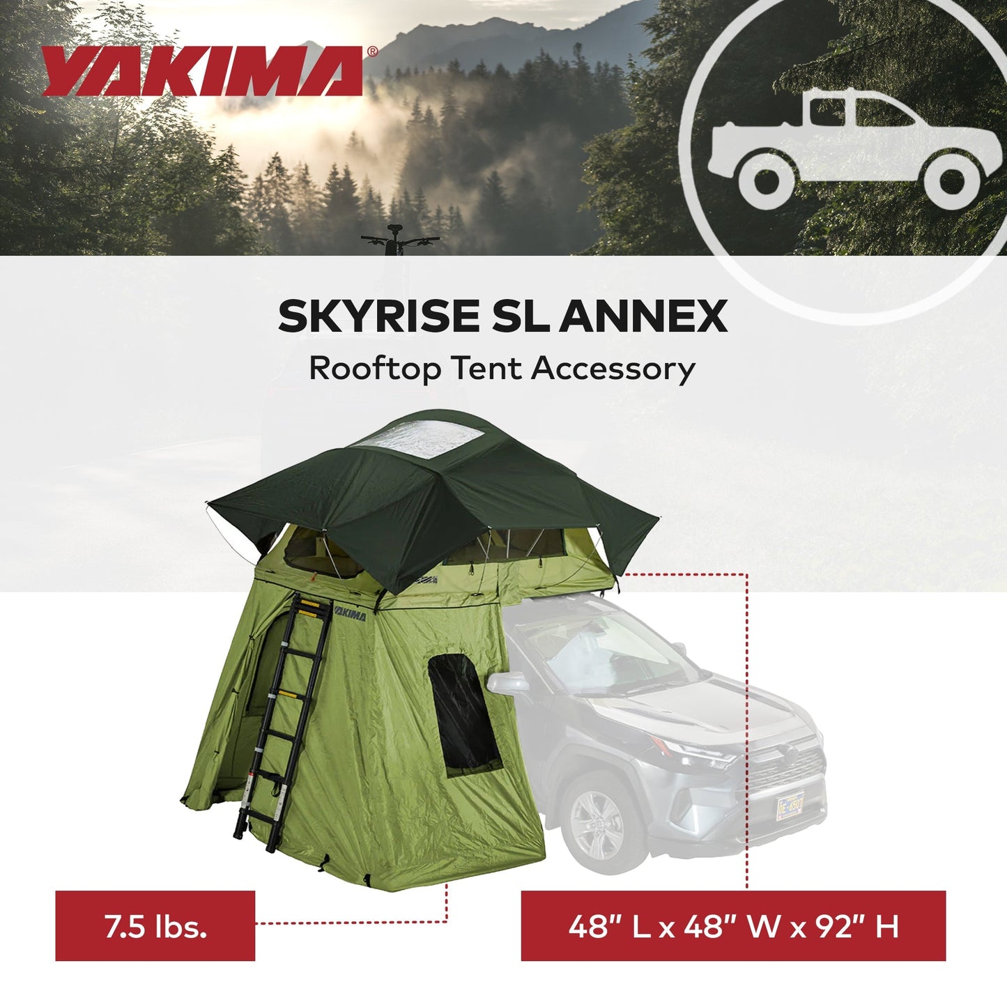 Yakima SkyRise SL Annex Wall Enclosure, SkyRise SL Rooftop Camping Tents, Green - Find Fresh Goods