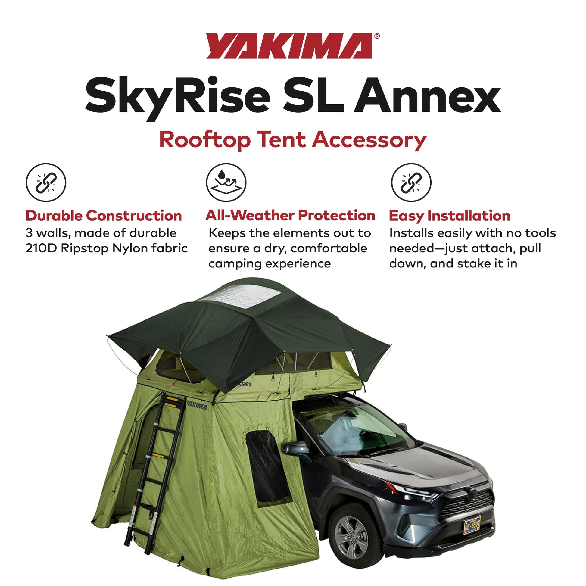 Yakima SkyRise SL Annex Wall Enclosure, SkyRise SL Rooftop Camping Tents, Green - Find Fresh Goods