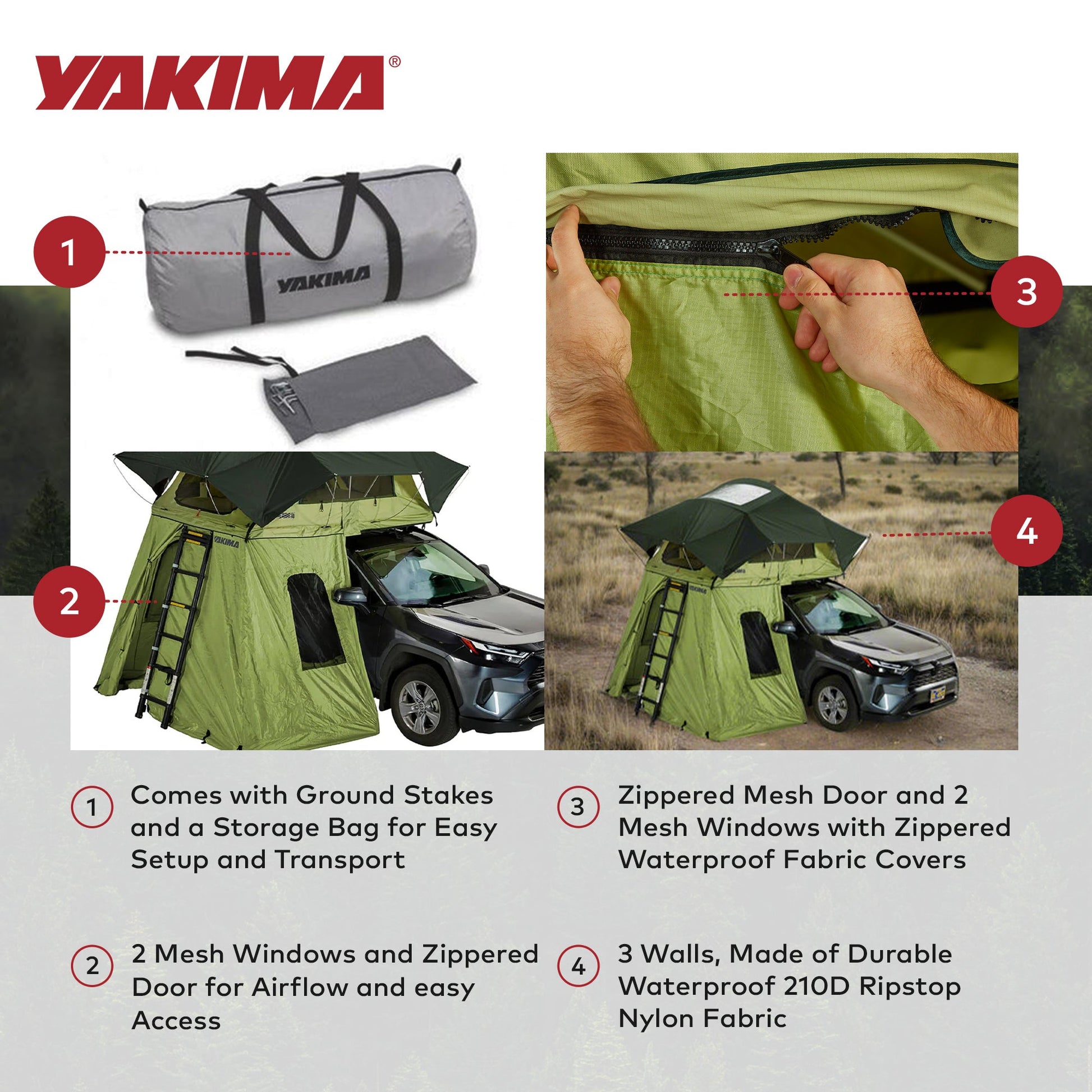 Yakima SkyRise SL Annex Wall Enclosure, SkyRise SL Rooftop Camping Tents, Green - Find Fresh Goods