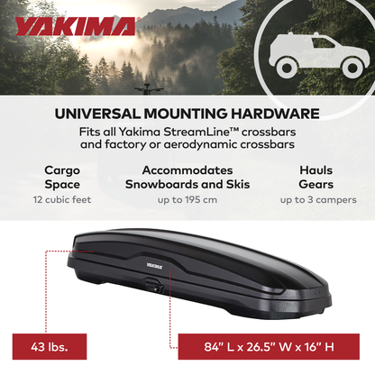 Yakima SkyBox NX Skinny 12 Rooftop Cargo Box, Fits StreamLine Crossbar, Black - Find Fresh Goods