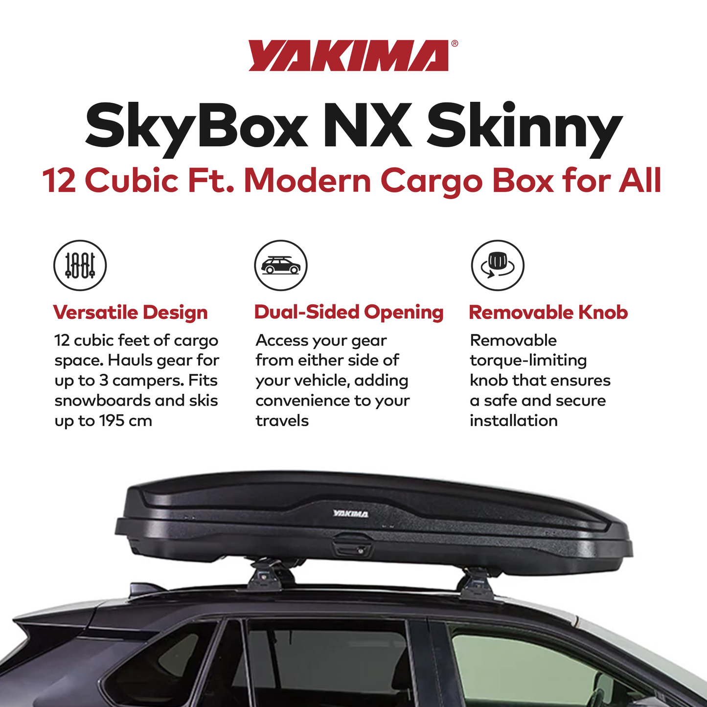 Yakima SkyBox NX Skinny 12 Rooftop Cargo Box, Fits StreamLine Crossbar, Black - Find Fresh Goods