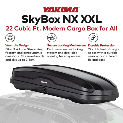 Yakima SkyBox NX XXL 22 Cubic Foot Vehicle Cargo Box for StreamLine Crossbars - Find Fresh Goods