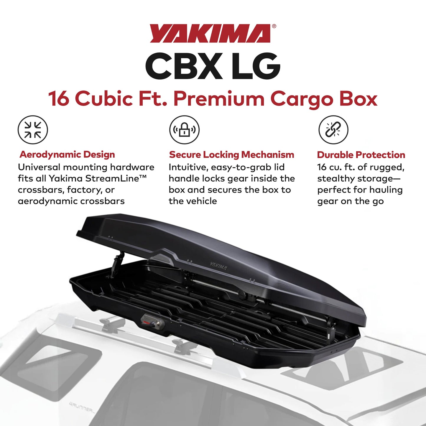 Yakima CBX LG 16 Roof Top Cargo Rugged Carrier Box for StreamLine Crossbar Black - Find Fresh Goods