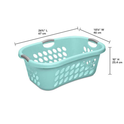 Sterilite 12 Pack Plastic Laundry Basket Ultra HipHold 1.25 Bu Contour Rim, Mint