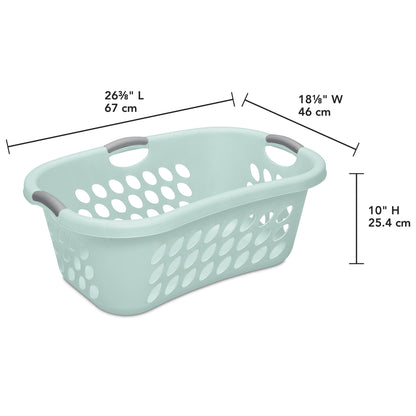 Sterilite 18 Pack Plastic Laundry Basket Ultra HipHold 1.25 Bu Contour Rim, Mint